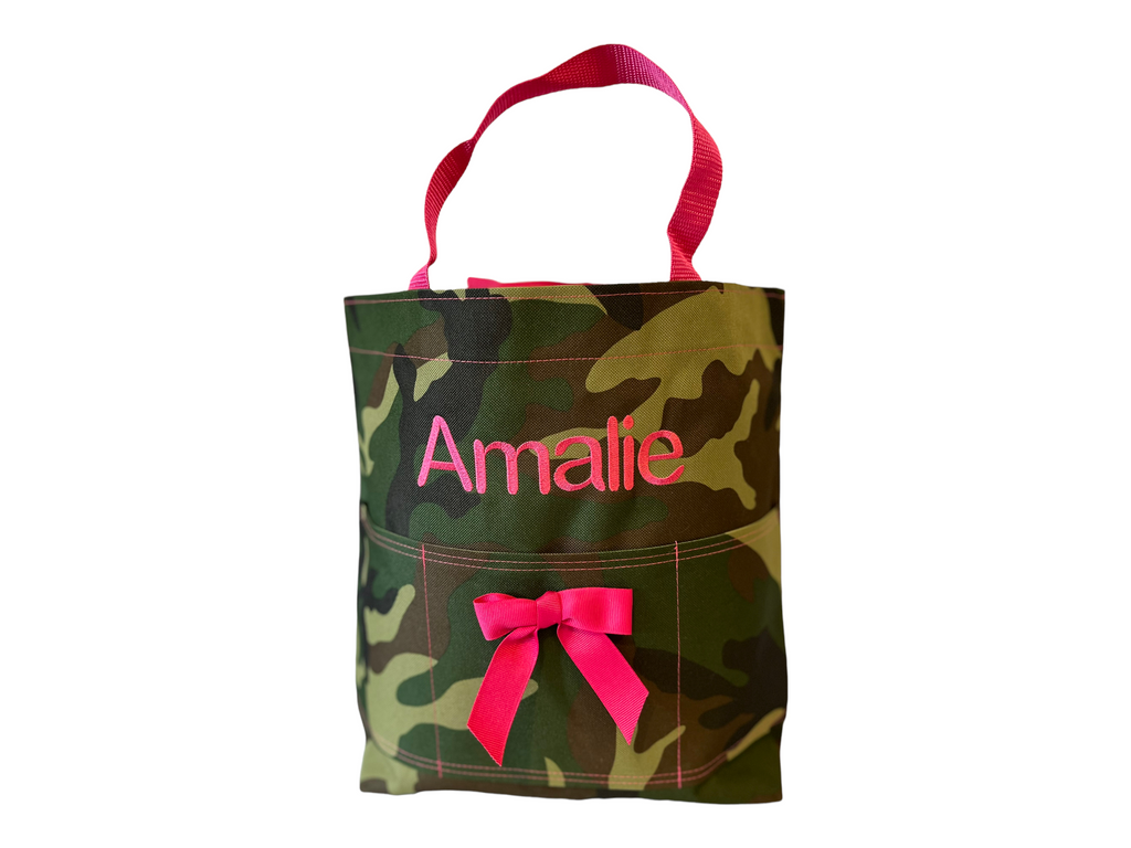 Amalie camo and hot pink open tote