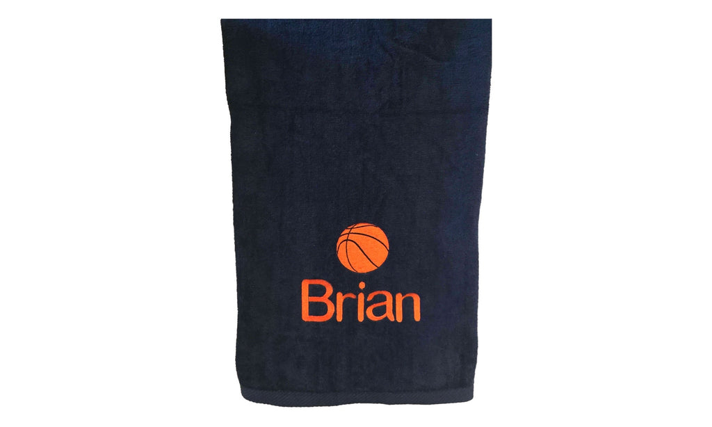 Navy towel with basketball