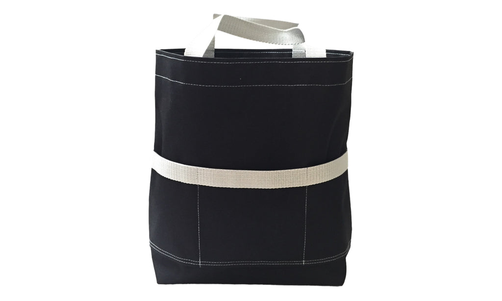 Black and gray open tote