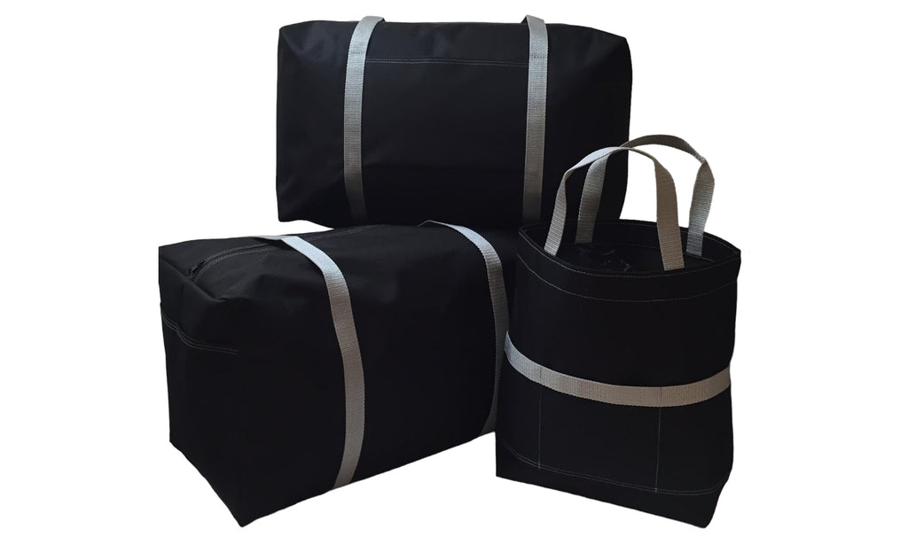 Black and gray 3 piece travel bag set