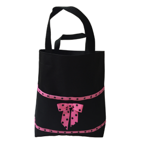 Black and hot pink polka open tote