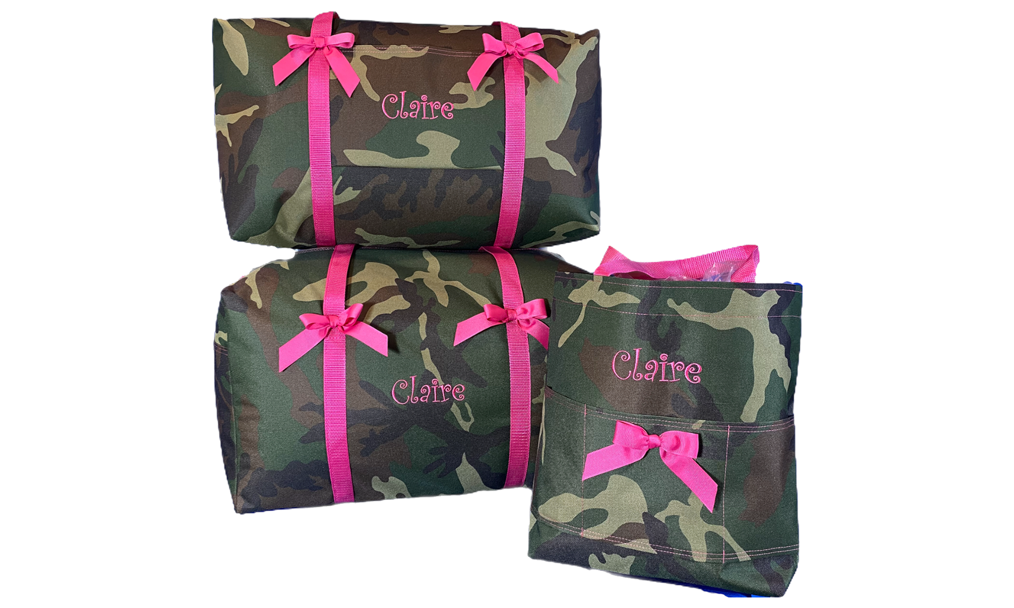 Pink camo top luggage sets